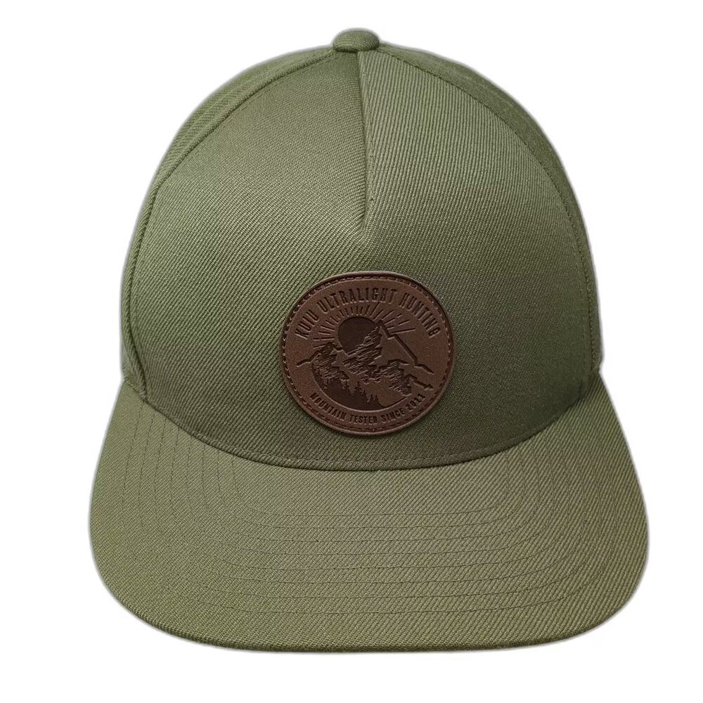 Kuiu 5 Panel Green Brown One Size Snapback Hat Mountain Patch Adjustable Wool